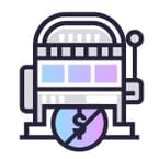 An image depicting a slots machine with a crossed-out dollar coin to symbolise free slots